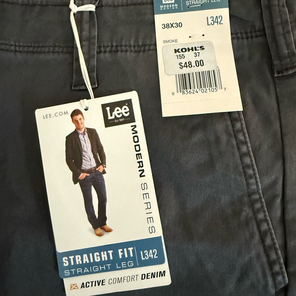 Lee Gray Straight Fit Pants 38x30 Minimalist Business Casual - Picture 2 of 4